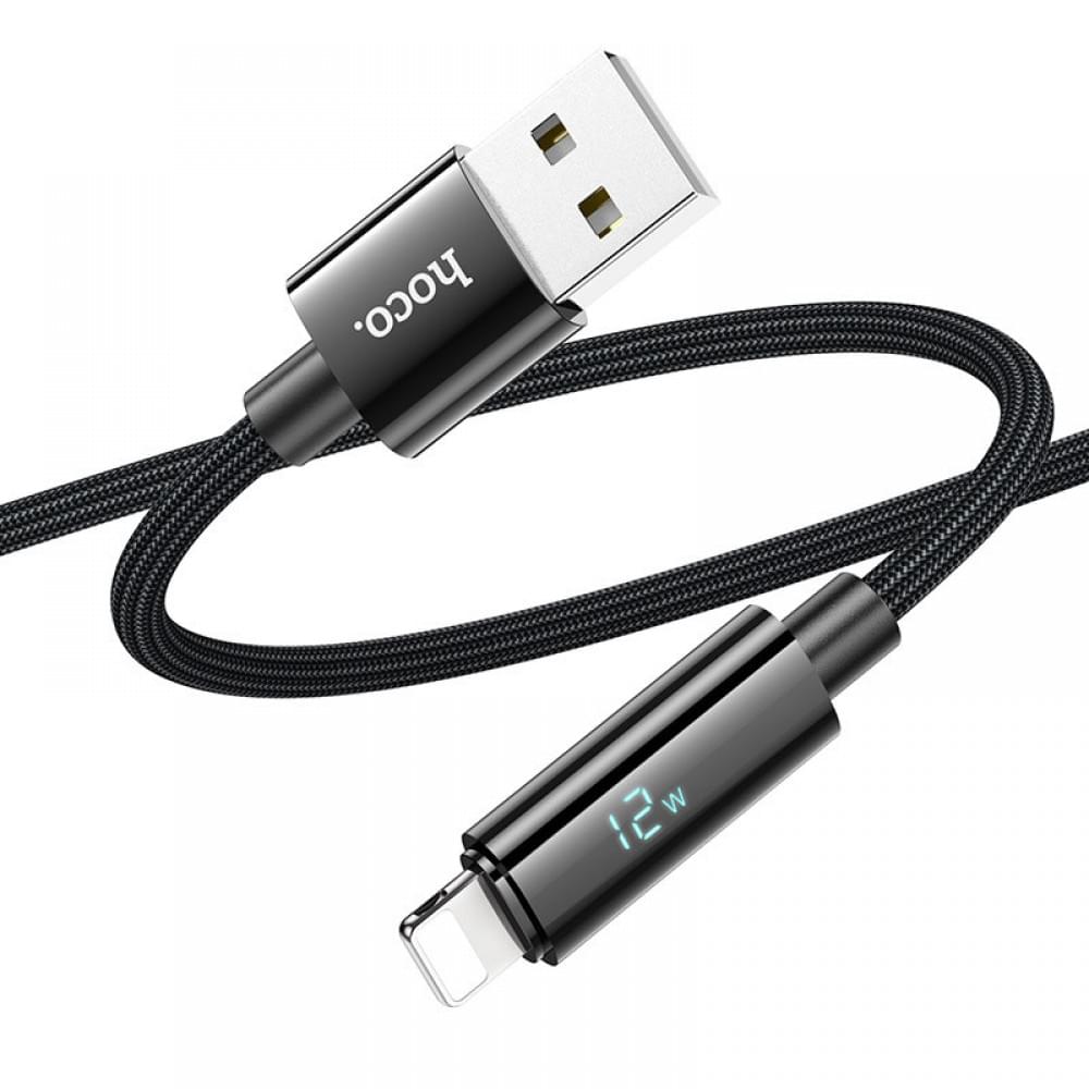Дата кабель Hoco U125 Benefit 2.4A USB to Lightning with display (1.2m) Black
