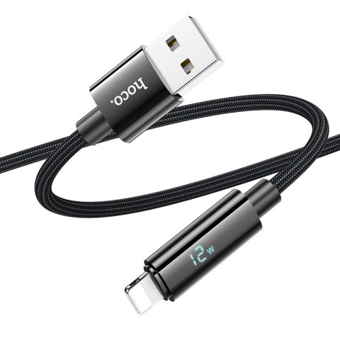 Дата кабель Hoco U125 Benefit 2.4A USB to Lightning with display (1.2m) Black