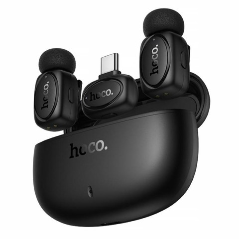 Петличний бездротовий мікрофон Hoco L19 Graceful dual-mic 2in1 (Lightning/Type-C) Black