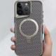 TPU+PC чохол Metal Buttons with MagSafe Carbon Ring для Apple iPhone 15 Pro (6.1") Сірий