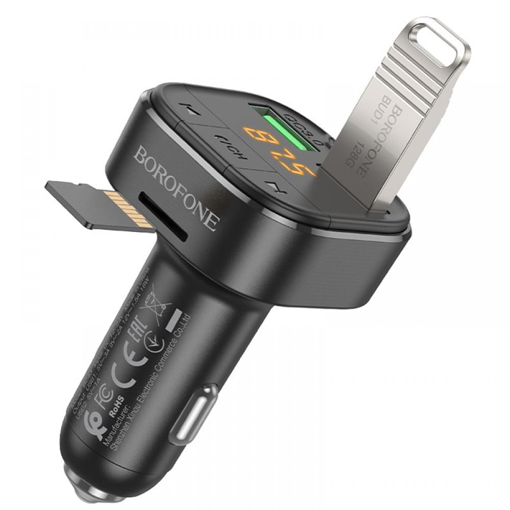 АЗП FM модулятор Borofone BC43 Flash QC3.0 Black