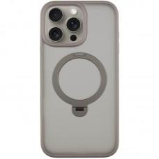 TPU+PC чохол Metal Buttons with MagSafe Colorful HQ Ring для Apple iPhone 15 Pro (6.1") Grey
