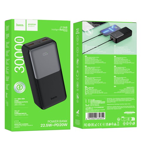 Портативний ЗП Power Bank Hoco J136B Sirui 22.5W+PD20W 30000 mAh Black