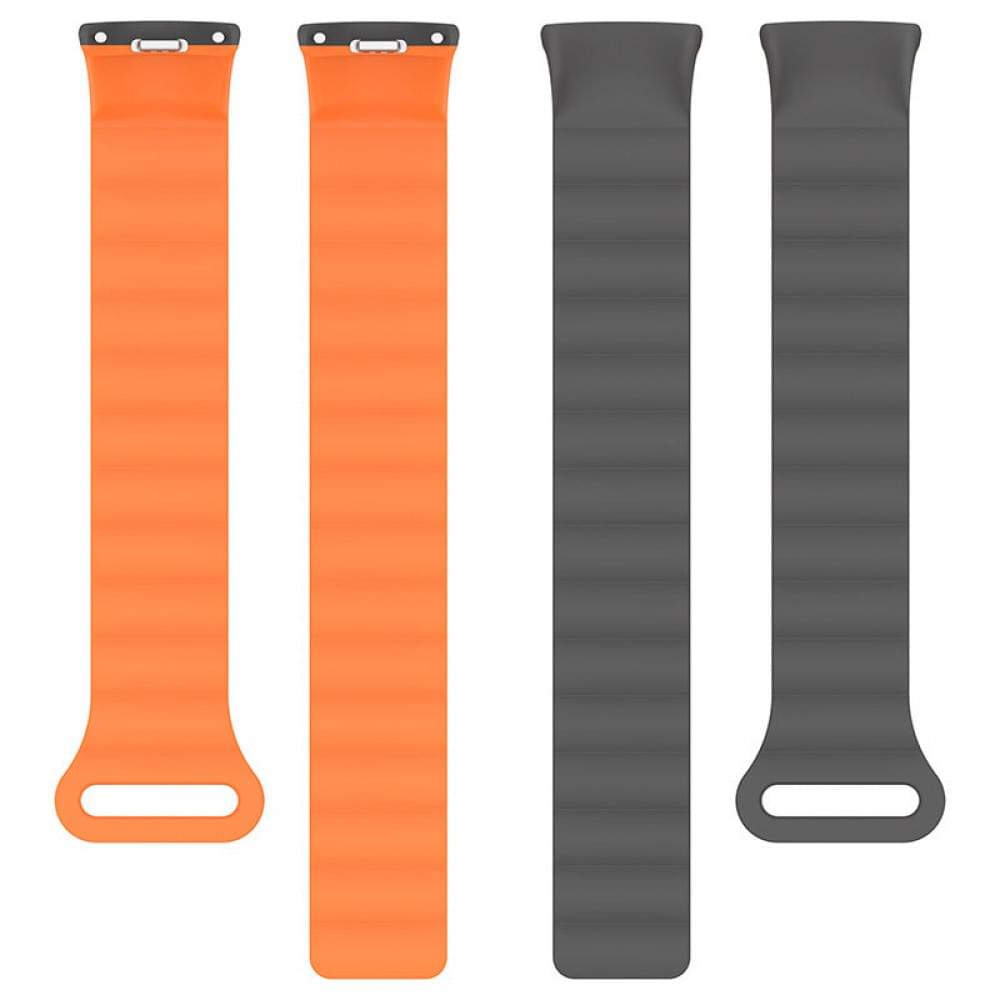 Ремінець Dual-color Magnetic для Xiaomi Mi Band 9/8/10 Gray / Orange