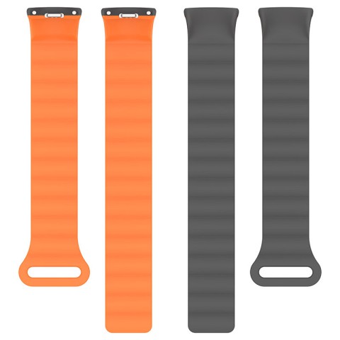 Ремінець Dual-color Magnetic для Xiaomi Mi Band 9/8/10 Gray / Orange
