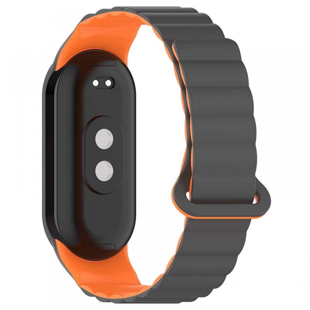 Ремінець Dual-color Magnetic для Xiaomi Mi Band 9/8/10 Gray / Orange