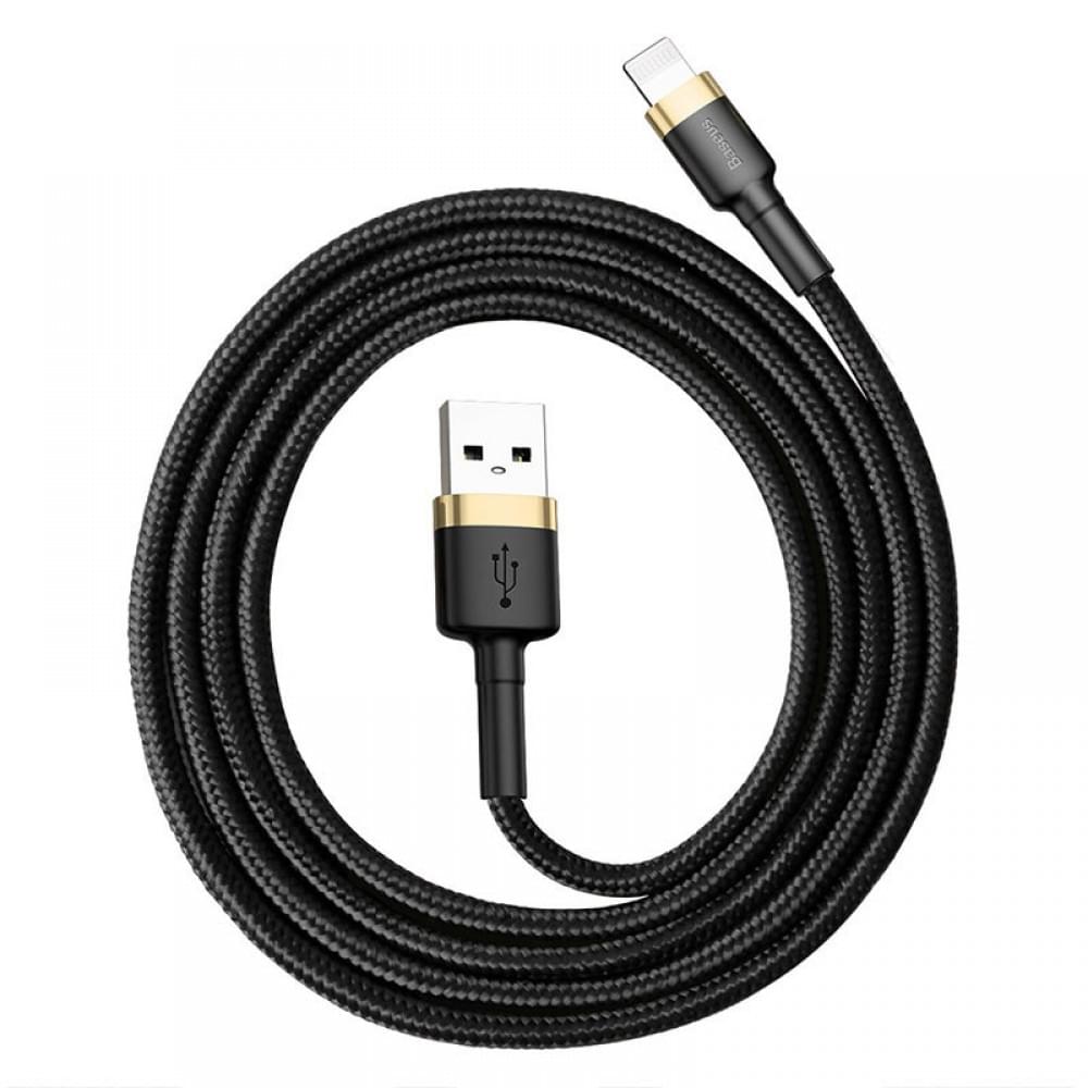 Дата кабель Baseus Cafule Lightning Cable 2.4A (1m) (CALKLF-B) Золотий / Чорний