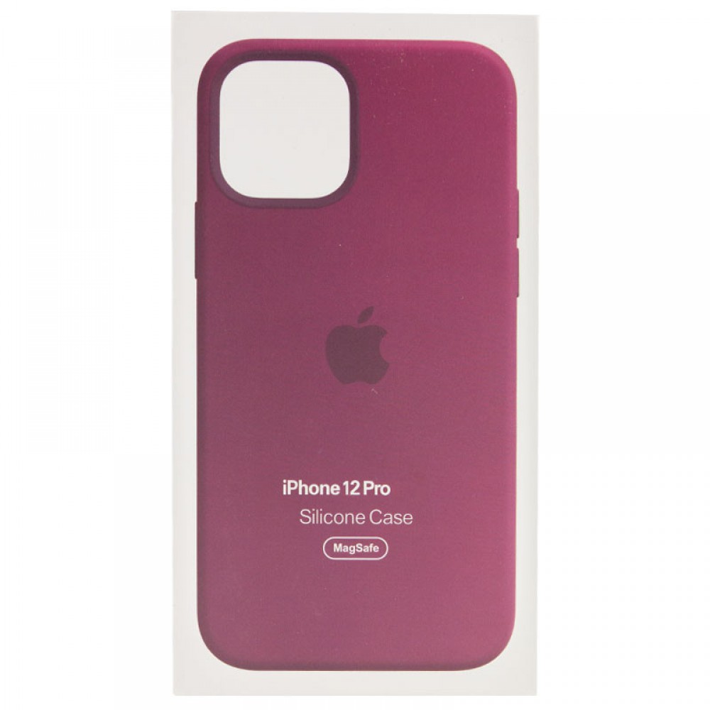 Чохол Silicone case (AAA) with Magsafe and Animation для Apple iPhone 12 Pro / 12 (6.1") Бордовий / Plum