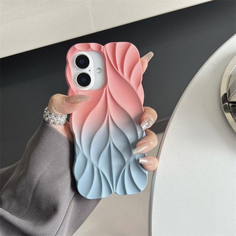 TPU чохол Leaf для Apple iPhone 16 (6.1") Pink / Blue