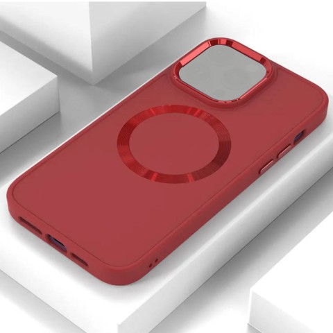 TPU чохол Bonbon Metal Style with MagSafe для Apple iPhone 14 (6.1") Червоний / Red