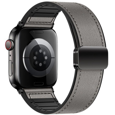 Ремінець Hoco WA34 Basic magnetic buckle silicone leather strap для Apple watch 44/45/46/49mm Dark Gray