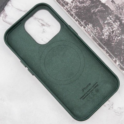 Шкіряний чохол Leather Case (AAA) with MagSafe and Animation для Apple iPhone 15 Pro (6.1") Green