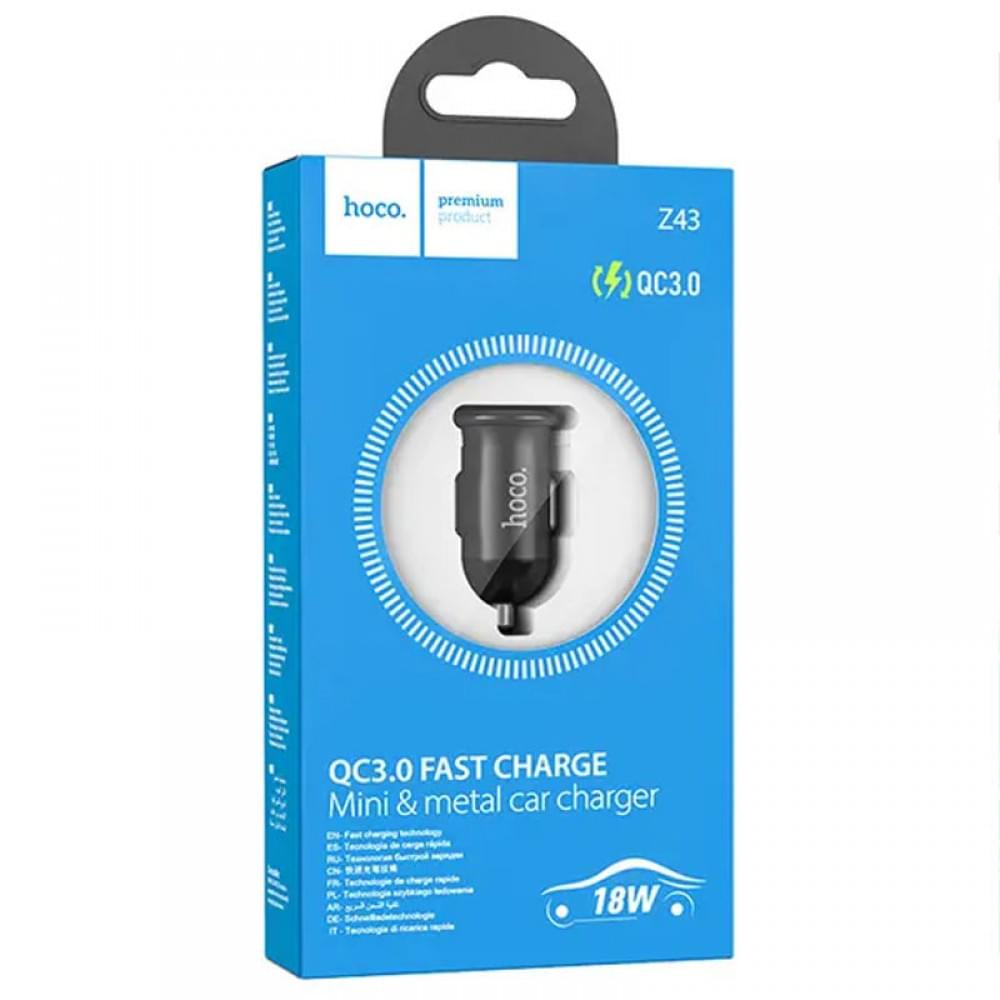 АЗП Hoco Z43 Mighty QC3.0 18W (1USB-A) Чорний