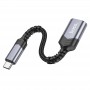 Перехідник Hoco UA24 Type-C male to USB female 3.0 Metal gray