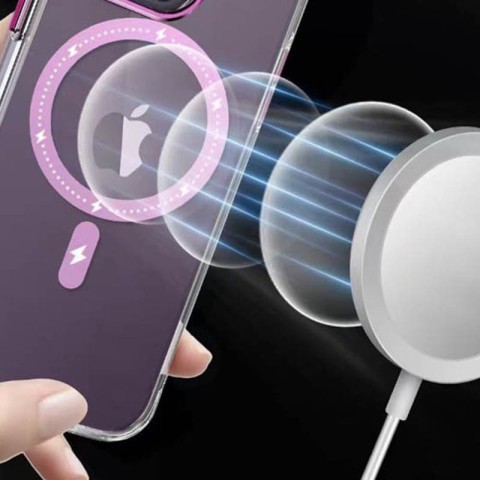 Чохол TPU+PC Colorful with MagSafe для Apple iPhone 12 (6.1") Pink