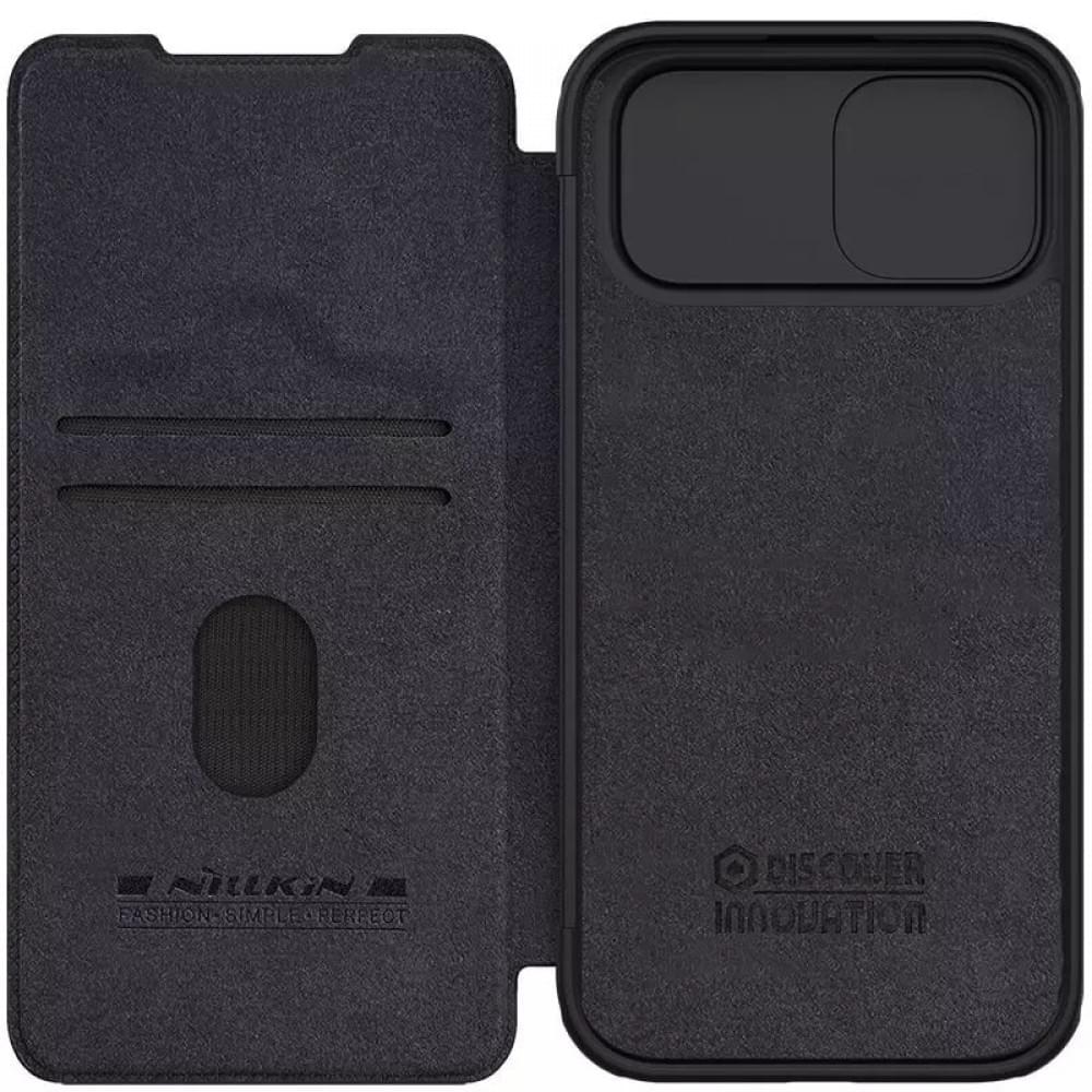Кожаный чехол-книжка Nillkin Qin Pro Camshield для Apple iPhone 15 (6.1")