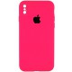 Чохол Silicone Case Square Full Camera Protective (AA) для Apple iPhone X / XS (5.8") Рожевий / Barbie pink