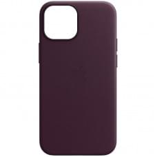 Шкіряний чохол Leather Case (AAA) with MagSafe and Animation для Apple iPhone 13 Pro (6.1") Dark Cherry