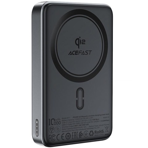 Портативний ЗП Power Bank Acefast M11 30W Qi2 з БЗП 10000 mAh Black