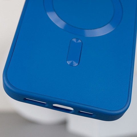 Шкіряний чохол Bonbon Leather Metal Style with MagSafe для Apple iPhone 14 Pro (6.1") Синій / Indigo