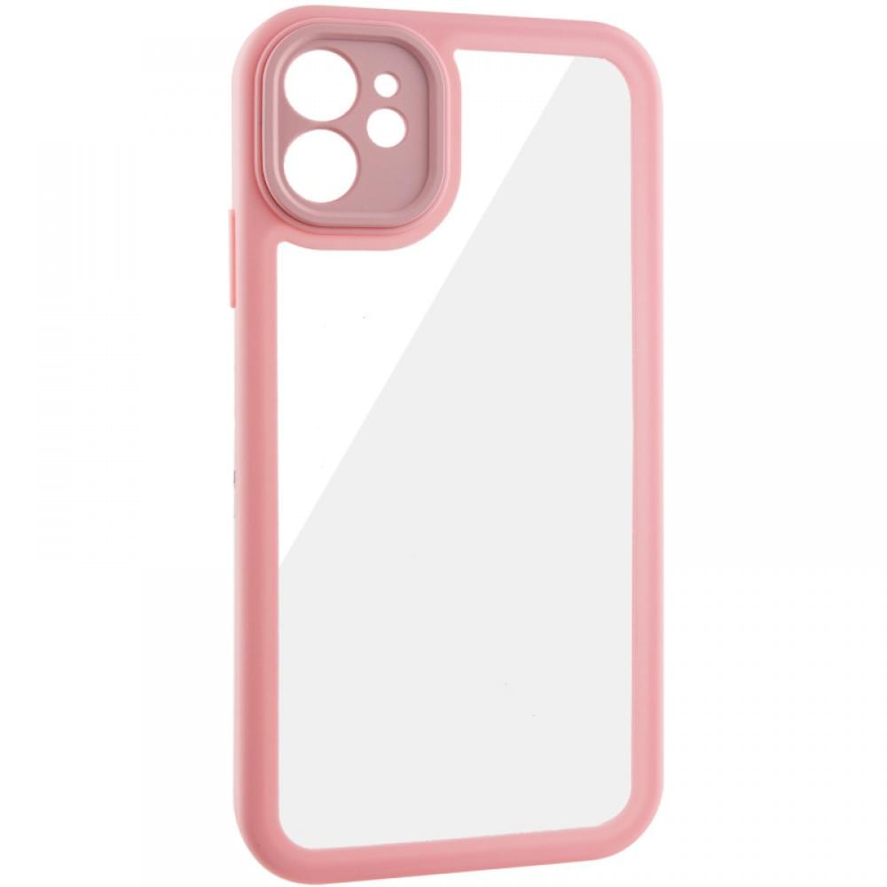 TPU чохол Transparent + Colour 1,5mm для Apple iPhone 12 (6.1") Pink