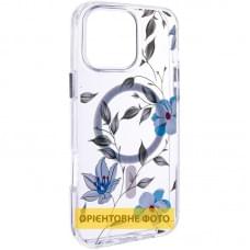 TPU+PC чохол Clear Garden with MagSafe для Apple iPhone 17 (6.3") Blue Blossom