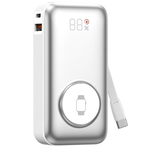 Портативний ЗП Power Bank WIWU Wi-P027 Elite 22.5W with cable 10000 mAh Silver