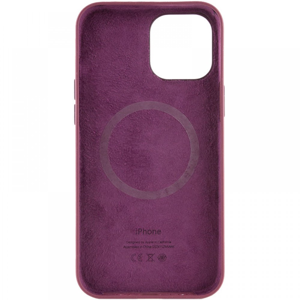 Чохол Silicone case (AAA) with Magsafe and Animation для Apple iPhone 12 Pro / 12 (6.1") Бордовий / Plum