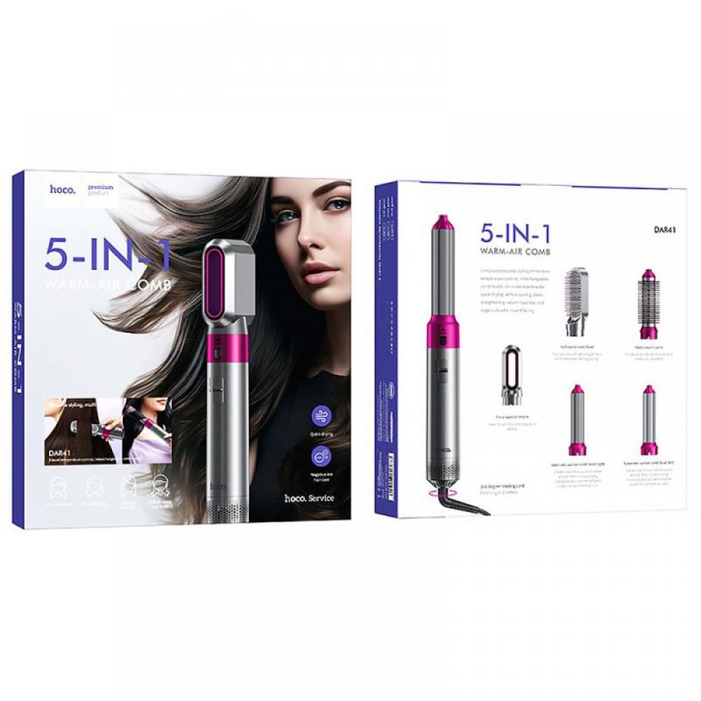 Стайлер Hoco DAR41 Warm-air Comb 5in1 Rose Red