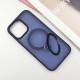 TPU+PC чохол Metal Buttons with MagSafe Colorful HQ Ring для Apple iPhone 14 Pro (6.1") Dark Blue