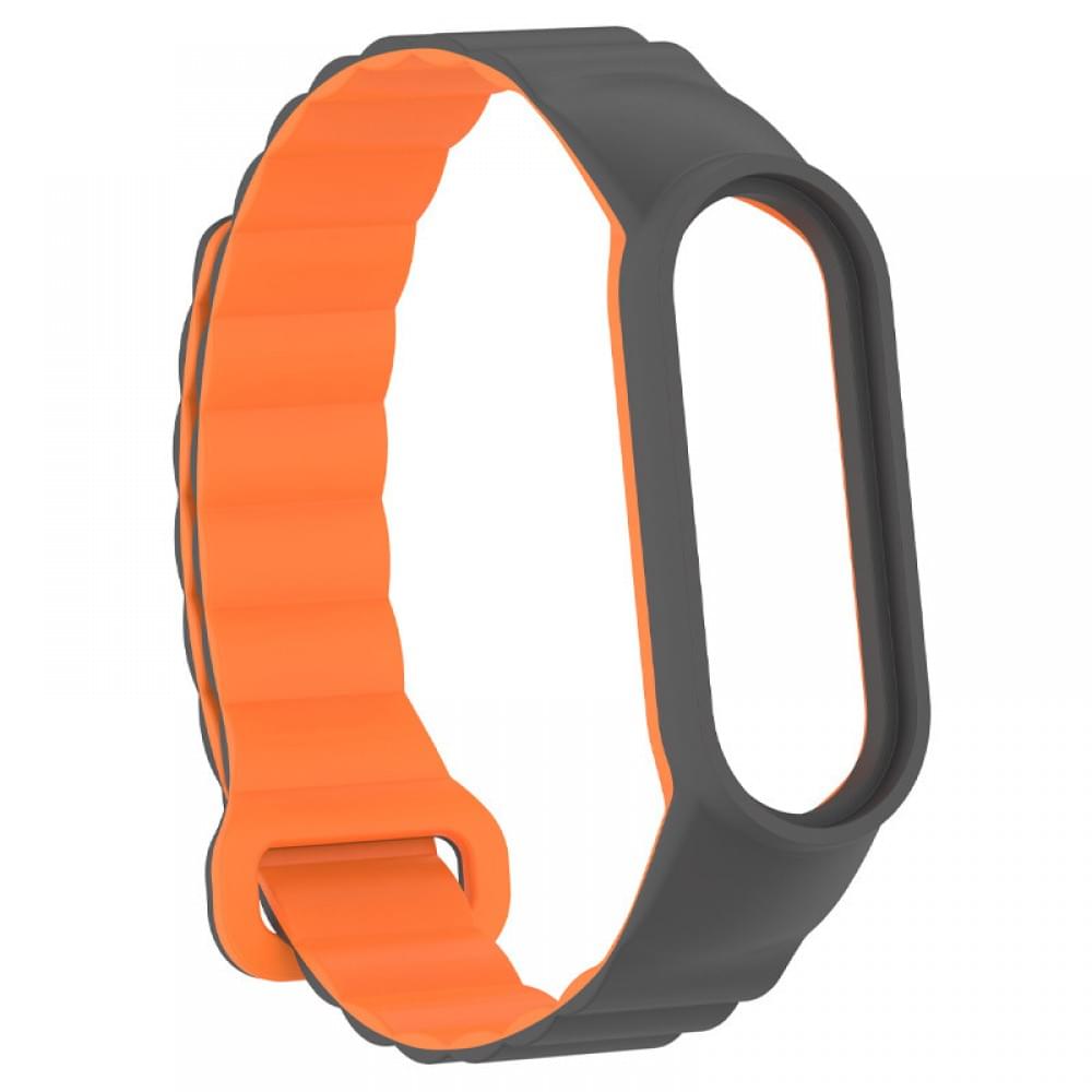 Ремінець Dual-color Magnetic для Xiaomi Mi Band 7/6/5/4/3 Gray / Orange