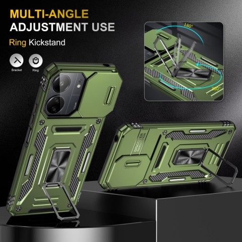 Ударостійкий чохол Camshield Army Ring для Xiaomi Redmi 13C / Poco C65 Оливковий / Army Green