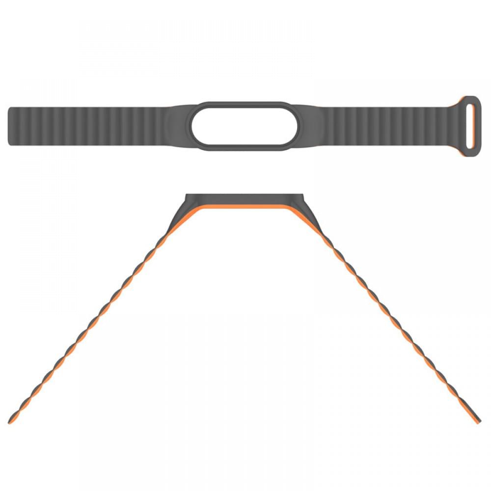 Ремінець Dual-color Magnetic для Xiaomi Mi Band 7/6/5/4/3 Gray / Orange