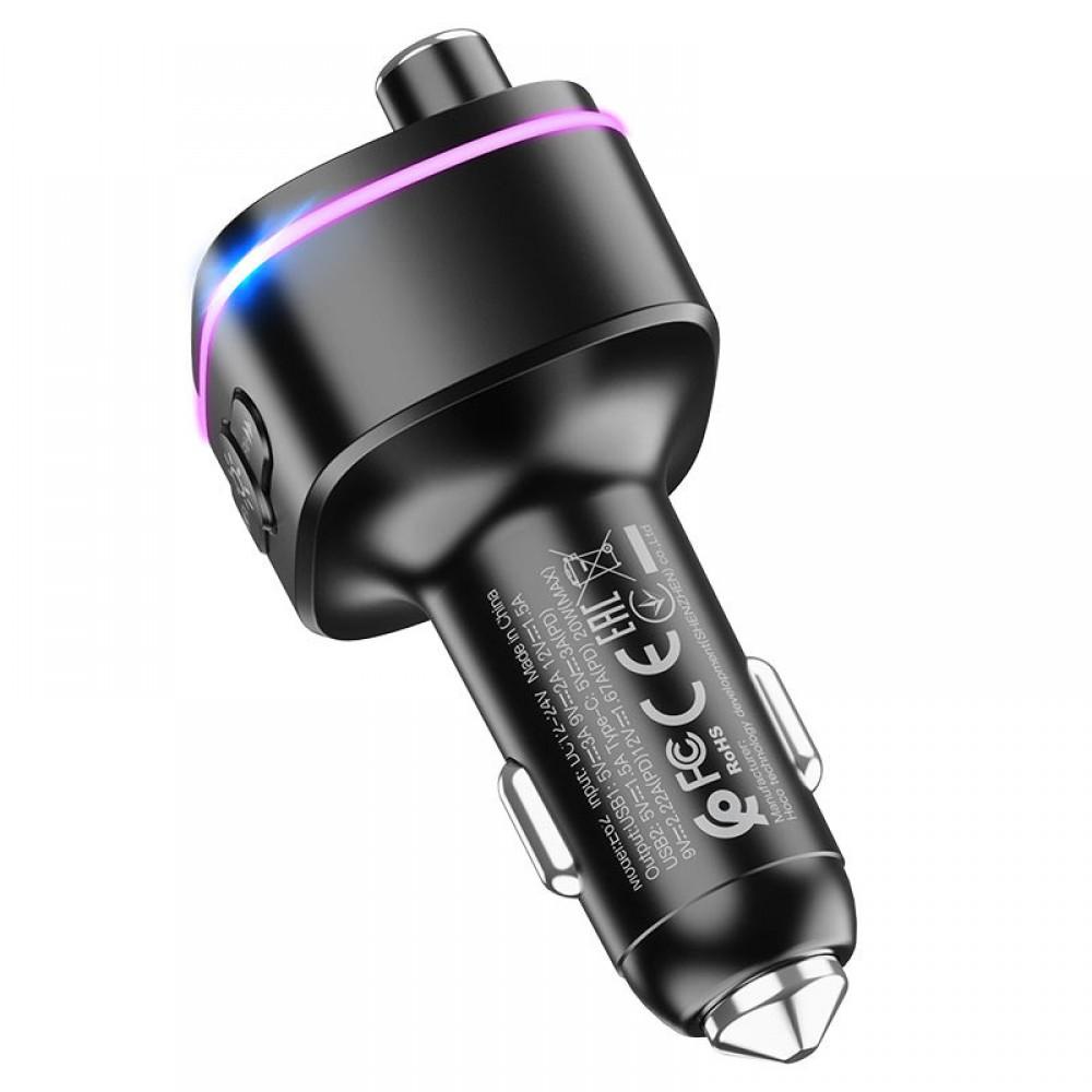 АЗП FM модулятор Hoco E62 PD20W+QC3.0 (2USB-A/1C) Чорний