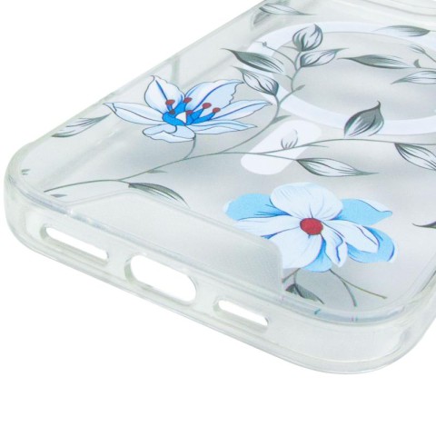 TPU+PC чохол Clear Garden with MagSafe для Apple iPhone 16 Pro (6.3") Blue Blossom