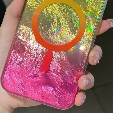 Чохол TPU Shiny Mountain (MagFit) для Apple iPhone 16e (6.1") Yellow / Pink
