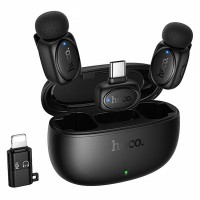 Петличний бездротовий мікрофон Hoco L19 Graceful dual-mic 2in1 (Lightning/Type-C) Black