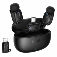 Петличний бездротовий мікрофон Hoco L19 Graceful dual-mic 2in1 (Lightning/Type-C) Black