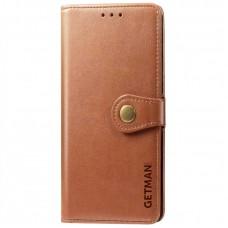 Шкіряний чохол книжка GETMAN Gallant (PU) для Xiaomi Redmi Note 9s / Note 9 Pro / Note 9 Pro Max Коричневий