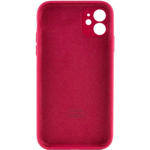 Чохол Silicone Case Full Camera Protective (AA) для Apple iPhone 12 (6.1") Червоний / Rose Red