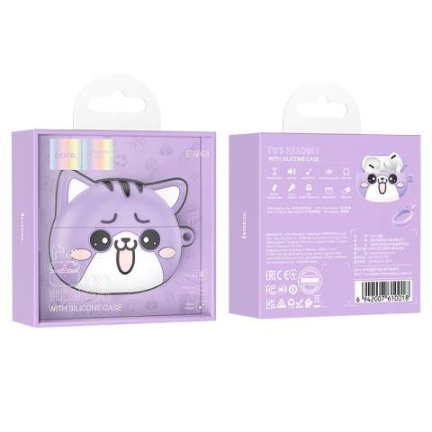 Бездротові TWS навушники Hoco EW48 Happy Cat Case Purple Cat