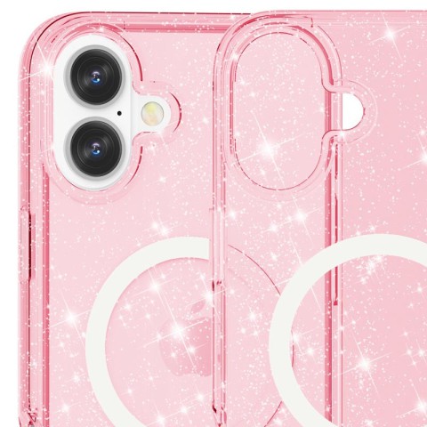 Чохол TPU Galaxy Sparkle (MagFit) для Apple iPhone 16 (6.1") Pink+Glitter