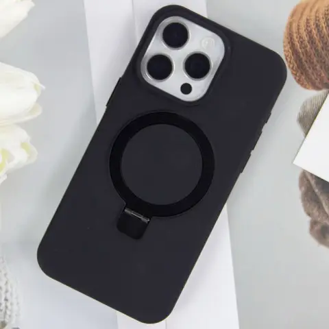 Чохол Silicone Case Full Protective NO LOGO with Ring для Apple iPhone 12 Pro / 12 (6.1") Black