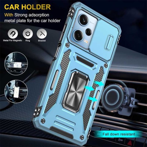 Ударостійкий чохол Camshield Army Ring для Xiaomi Redmi 12 / Poco M6 Pro 5G Блакитний / Light Blue