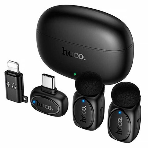 Петличний бездротовий мікрофон Hoco L19 Graceful dual-mic 2in1 (Lightning/Type-C) Black