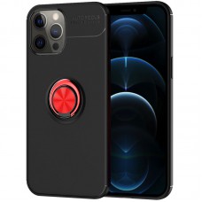 TPU чохол Deen ColorRing під магнітний тримач (opp) для Apple iPhone 12 Pro Max (6.7") Чорний / Червоний