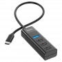 Перехідник Hoco HB25 Easy mix 4in1 (Type-C to USB3.0+USB2.0*3) Чорний