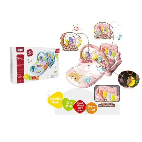 Килимок піаніно мелодії підсвічування 5 підвісок брязкальця рожевий 368-5P
