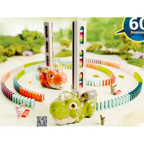 Гра динозавр з доміно 20 см 60 доміно звук світло їздить