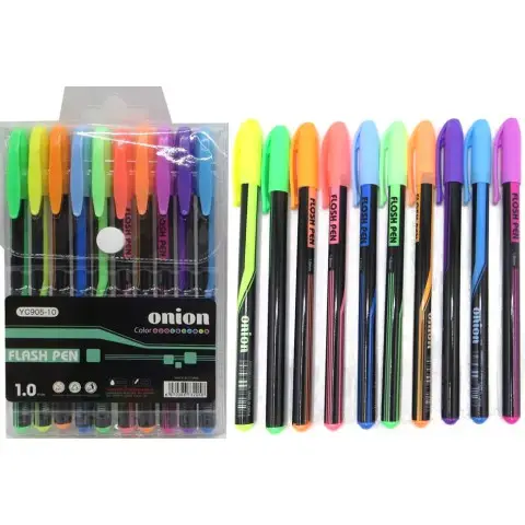 Набір гелевих ручок, 10 шт., неон, PVC